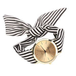 Women Wristwatch Stripe Floral Cloth Band Clock - MarkoFit