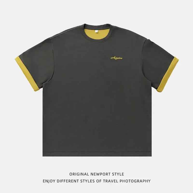 Short sleeved letter embroidered T-shirt for men - MarkoFit