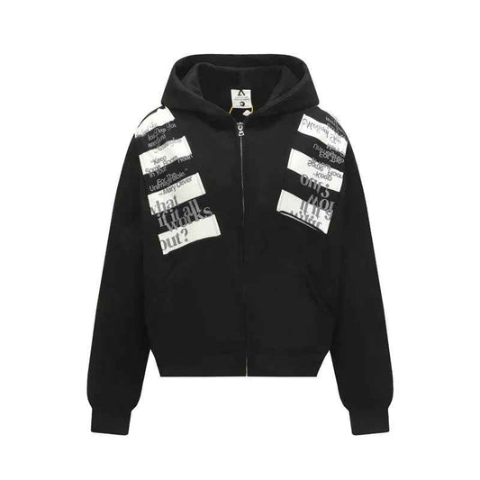 Street Style Letter Patch Suede Hooded Sweatshirt for Men and Women - MarkoFit