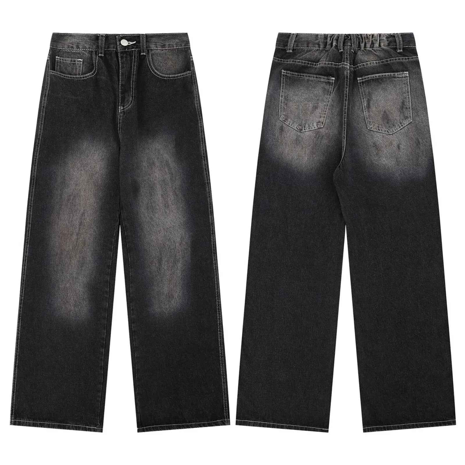 Washed Straight Jeans Men Loose Slimming Design Trousers - MarkoFit