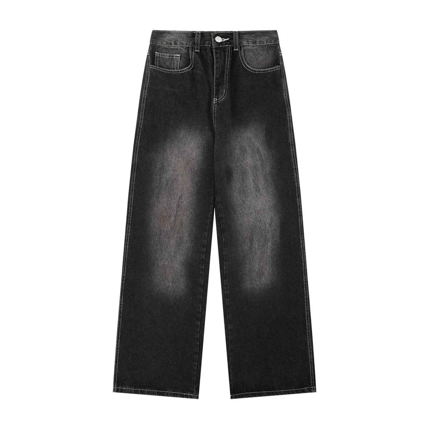 Washed Straight Jeans Men Loose Slimming Design Trousers - MarkoFit