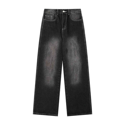 Washed Straight Jeans Men Loose Slimming Design Trousers - MarkoFit