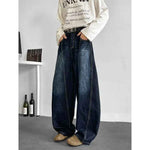 Deep blue washed wide leg jeans for men - MarkoFit