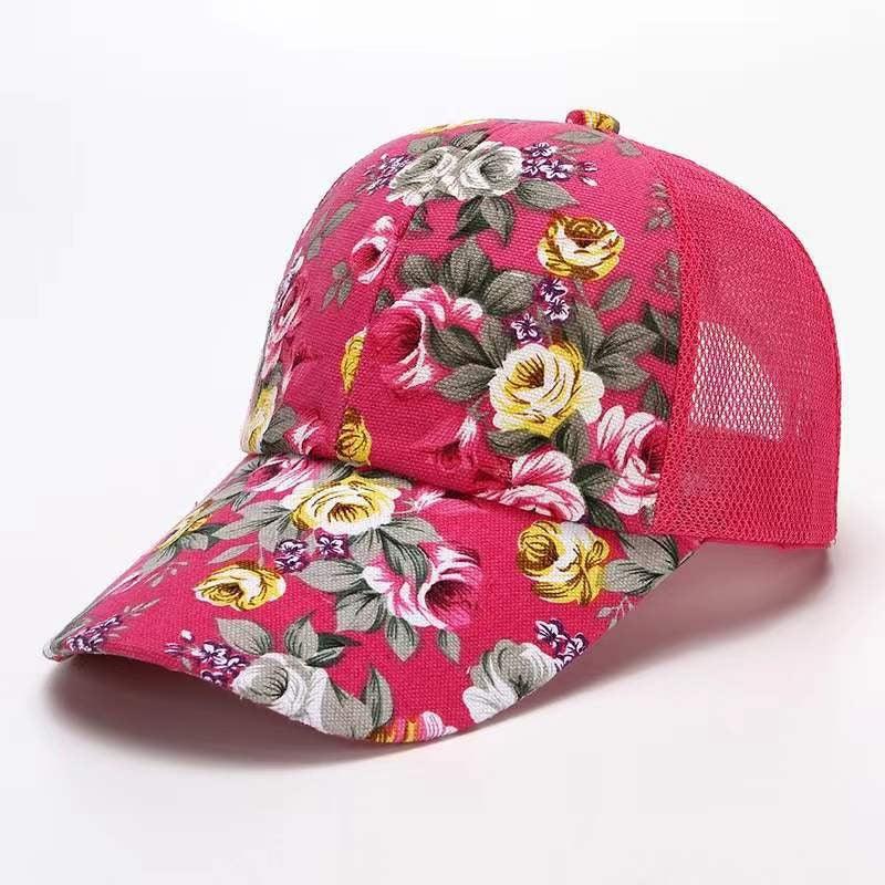 Small floral cloth peony cloth baseball cap cap duck bill hat - MarkoFit