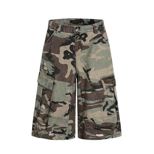 Patch hole camouflage cropped pants for men - MarkoFit