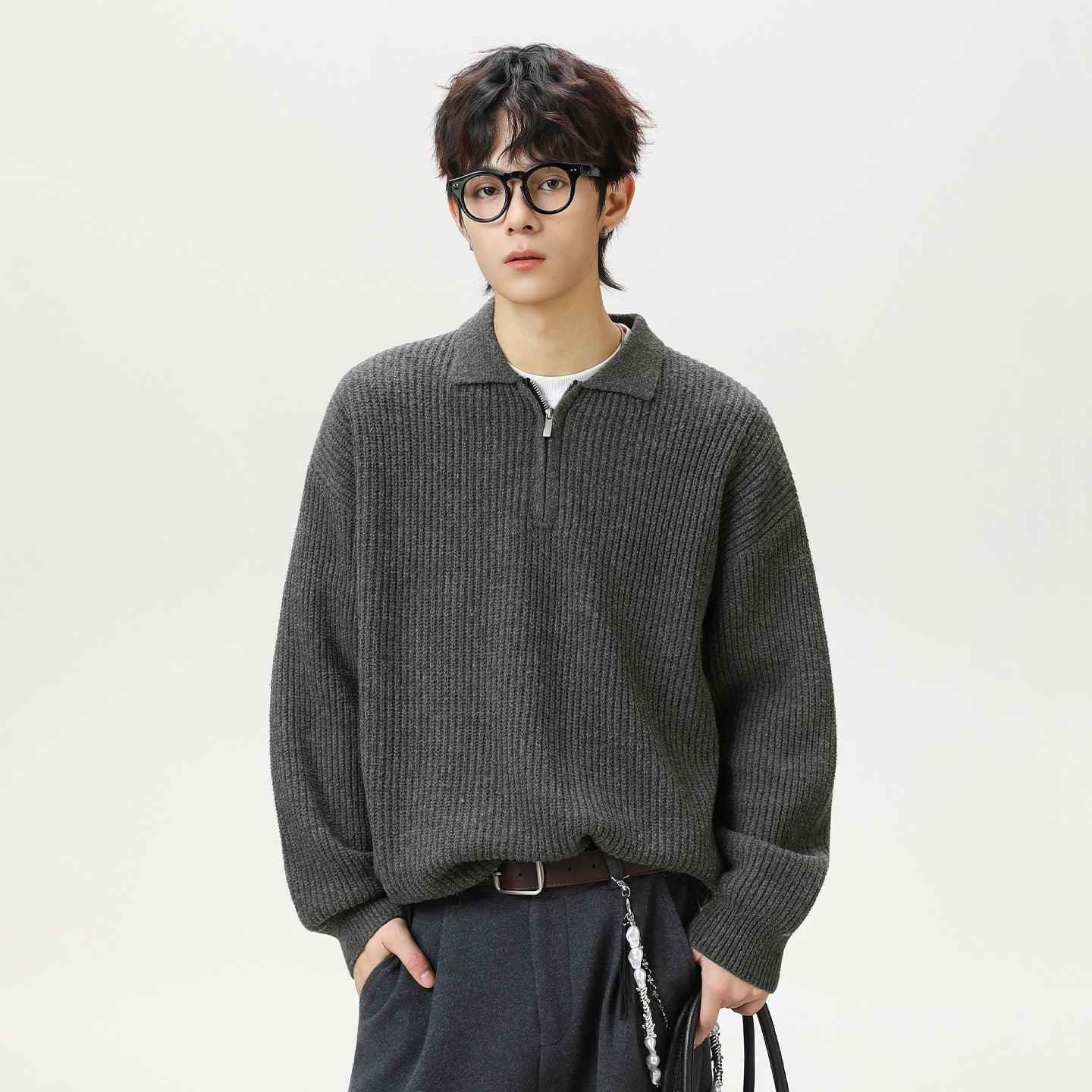 Half zip lapel sweater for men - MarkoFit