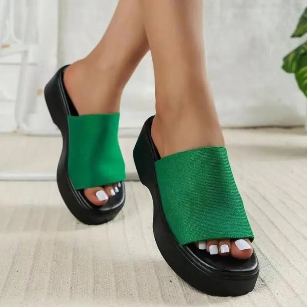 Open Toe Platform Cloth Sandals - MarkoFit