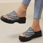 Open Toe Platform Cloth Sandals - MarkoFit