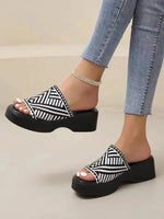 Open Toe Platform Cloth Sandals - MarkoFit