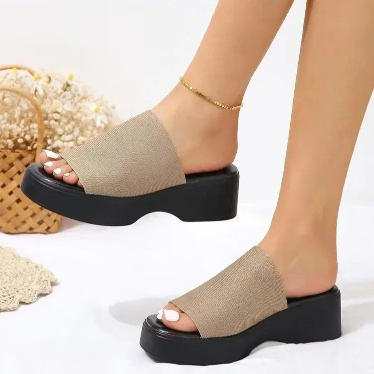 Open Toe Platform Cloth Sandals - MarkoFit