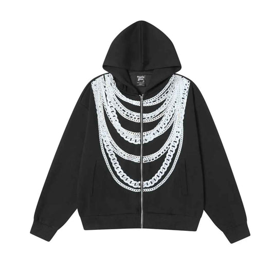 Printed cardigan zipper sweatshirt for men - MarkoFit