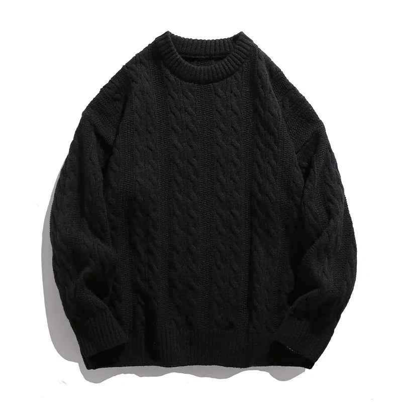 Round neck solid color loose sweater for men - MarkoFit