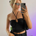 New vest T-shirt ins small inner clothes side drawstring halter neck wrap chest top - MarkoFit