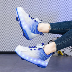 Two Wheels Children's Led Light Roller Skate Shoes For Kids Boys Girls