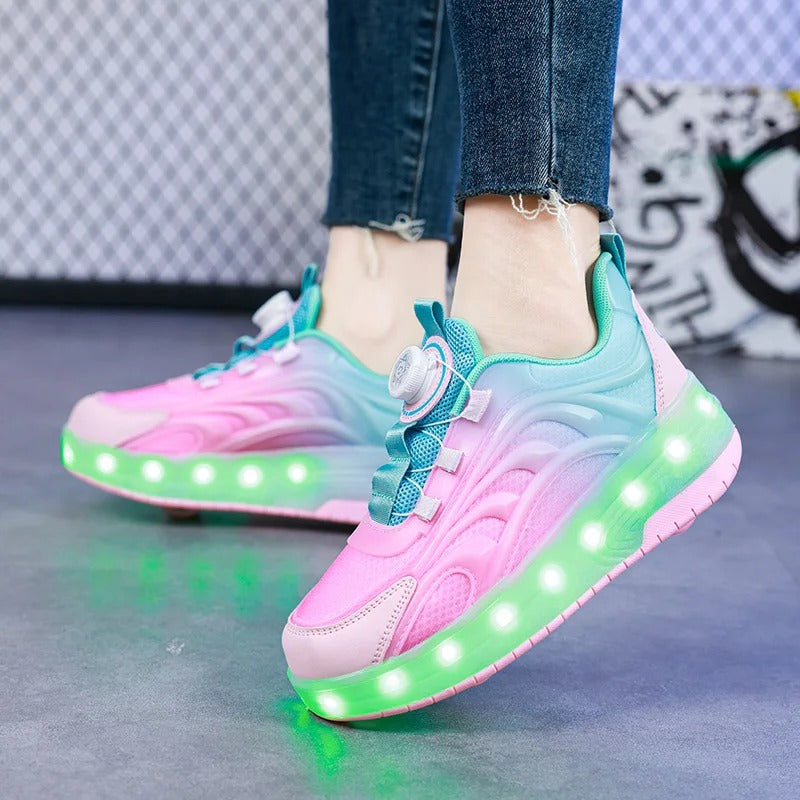 Two Wheels Children's Led Light Roller Skate Shoes For Kids Boys Girls