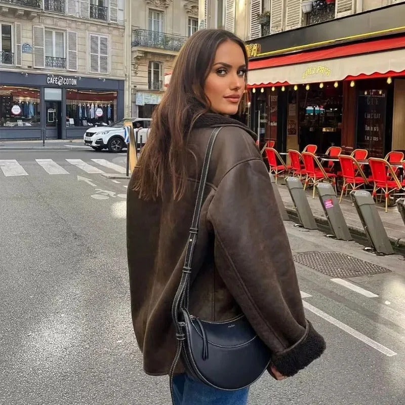 MUJER 2025 Woman Thick Faux Leather Jackets for Women Autumn