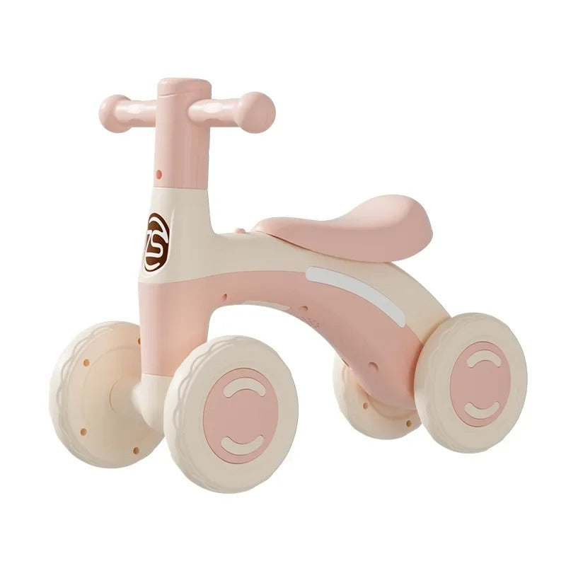 Anti-Tip Baby Balance Bike Ages 1-3 4-Wheel Silent Glider Walker Toy