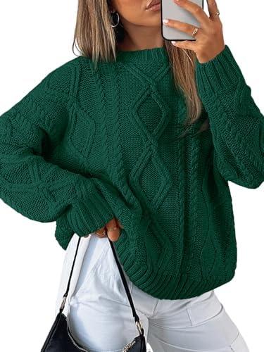 Trendy Queen Women's Oversized Cable Knit Crewneck Sweater | MarkoFit - MarkoFit