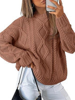 Trendy Queen Women's Oversized Cable Knit Crewneck Sweater | MarkoFit - MarkoFit