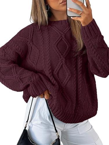 Trendy Queen Women's Oversized Cable Knit Crewneck Sweater | MarkoFit - MarkoFit