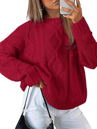 Trendy Queen Women's Oversized Cable Knit Crewneck Sweater | MarkoFit - MarkoFit