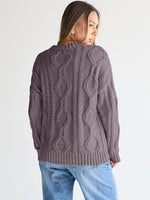 Trendy Queen Women's Oversized Cable Knit Crewneck Sweater | MarkoFit - MarkoFit