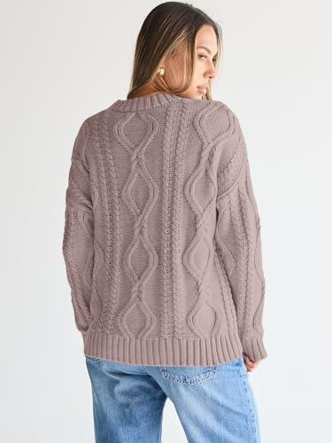 Trendy Queen Women's Oversized Cable Knit Crewneck Sweater | MarkoFit - MarkoFit