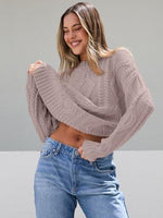 Trendy Queen Women's Oversized Cable Knit Crewneck Sweater | MarkoFit - MarkoFit