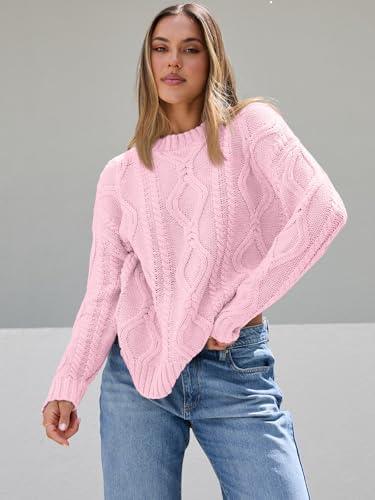 Trendy Queen Women's Oversized Cable Knit Crewneck Sweater | MarkoFit - MarkoFit