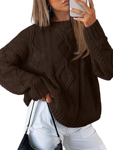 Trendy Queen Women's Oversized Cable Knit Crewneck Sweater | MarkoFit - MarkoFit