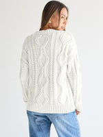 Trendy Queen Women's Oversized Cable Knit Crewneck Sweater | MarkoFit - MarkoFit