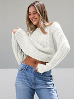 Trendy Queen Women's Oversized Cable Knit Crewneck Sweater | MarkoFit - MarkoFit