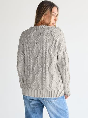 Trendy Queen Women's Oversized Cable Knit Crewneck Sweater | MarkoFit - MarkoFit