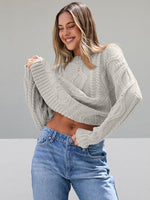 Trendy Queen Women's Oversized Cable Knit Crewneck Sweater | MarkoFit - MarkoFit