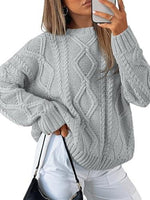 Trendy Queen Women's Oversized Cable Knit Crewneck Sweater | MarkoFit - MarkoFit