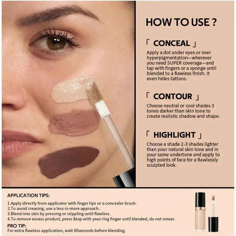 Super Coverage Concealer Multi-Use Cream Oil Free Long Lasting - MarkoFit