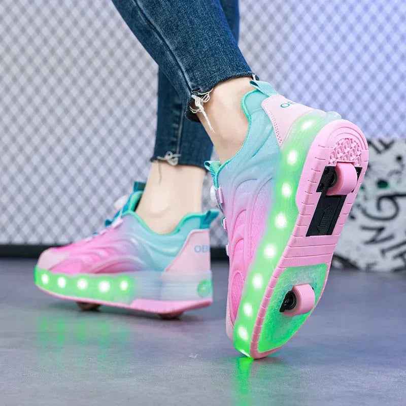 Two Wheels Children's Led Light Roller Skate Shoes For Kids Boys Girls - MarkoFit