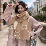 Women's Scarf Double-sided Letter Thickened Cashmere-like - MarkoFit